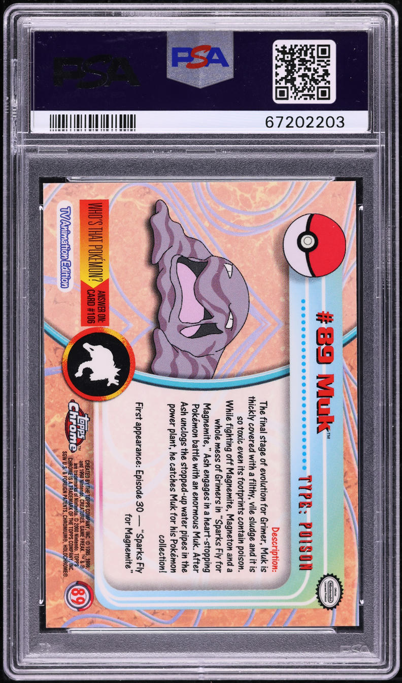 2000 Topps Chrome Pokemon TV Series Muk #89 PSA 10 GEM MINT