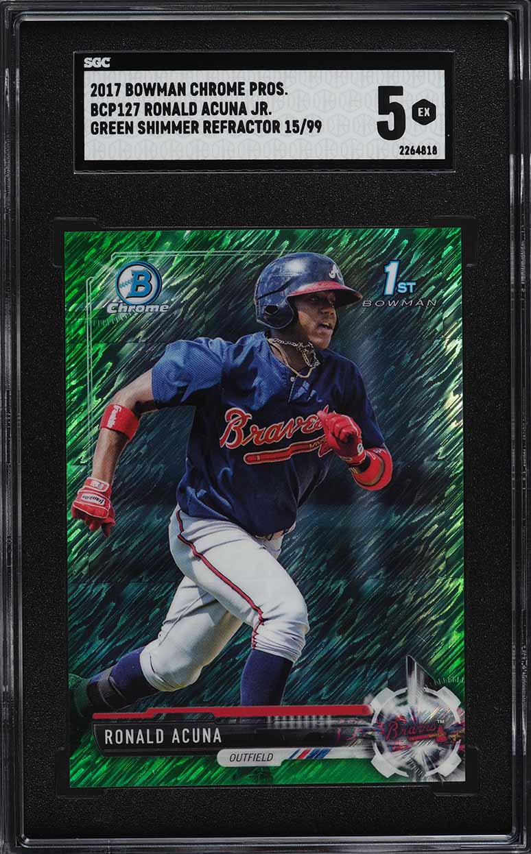 スポーツ選手 2017 bowman chorme torres refractor auto 2017 Bowman Chrome Gold Shimmer Refractor Ronald Acuna