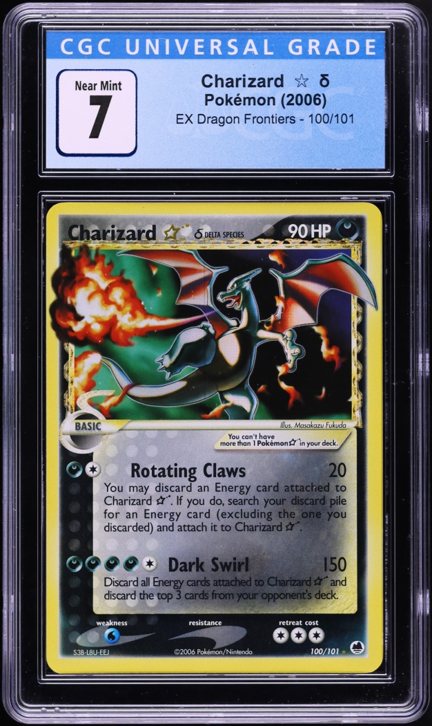 2006 Pokemon EX Dragon Frontiers Holo Charizard Gold Star #100 CGC 7 NRMT