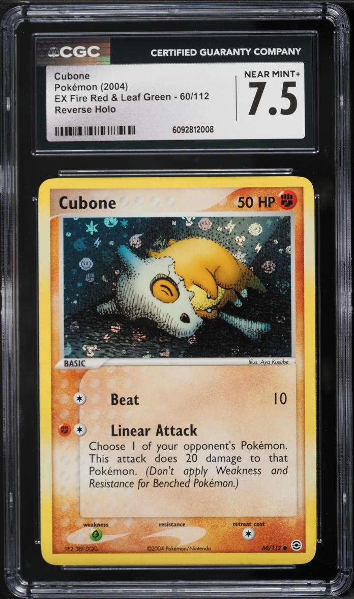2004 Pokemon EX Fire Red & Leaf Green Reverse Holo Cubone #60 CGC 7.5 NRMT+