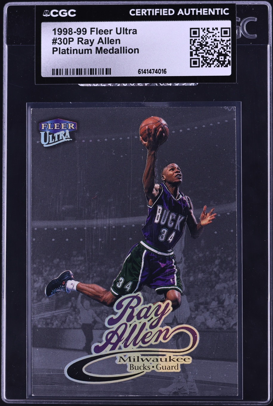1998 Ultra Platinum Medallion Ray Allen /99 #30P CGC AUTH