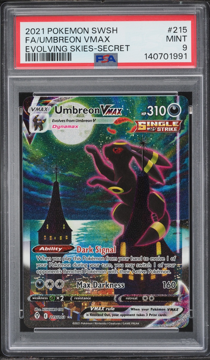 2021 Pokemon Sword & Shield Evolving Skies Alt Art Umbreon VMAX #215 PSA 9 MINT