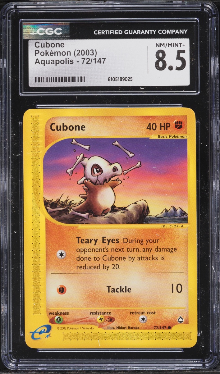 2003 Pokemon Aquapolis Cubone #72 CGC 8.5 NM-MT+