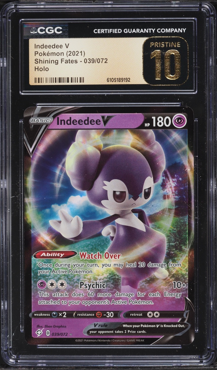 2021 Pokemon Sword & Shield Shining Fates Indeedee V #39 CGC 10 PRISTINE