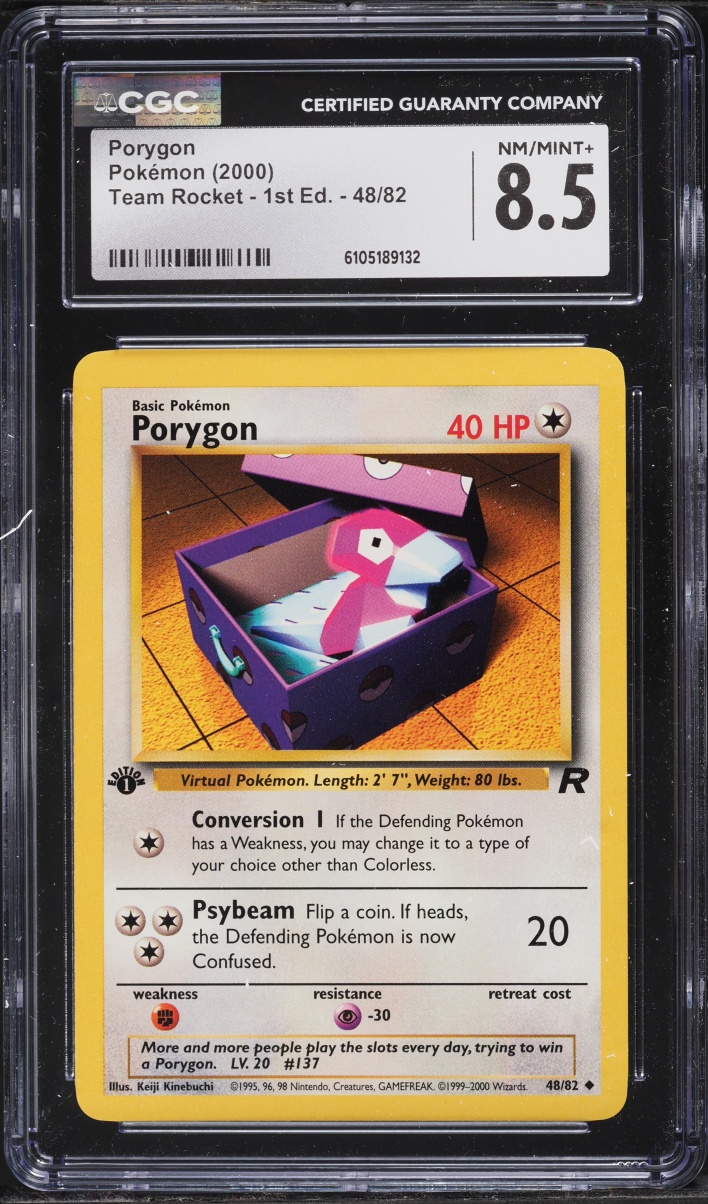 2000 Pokemon Team Rocket 1st Edition Porygon #48 CGC 8.5 NM-MT+