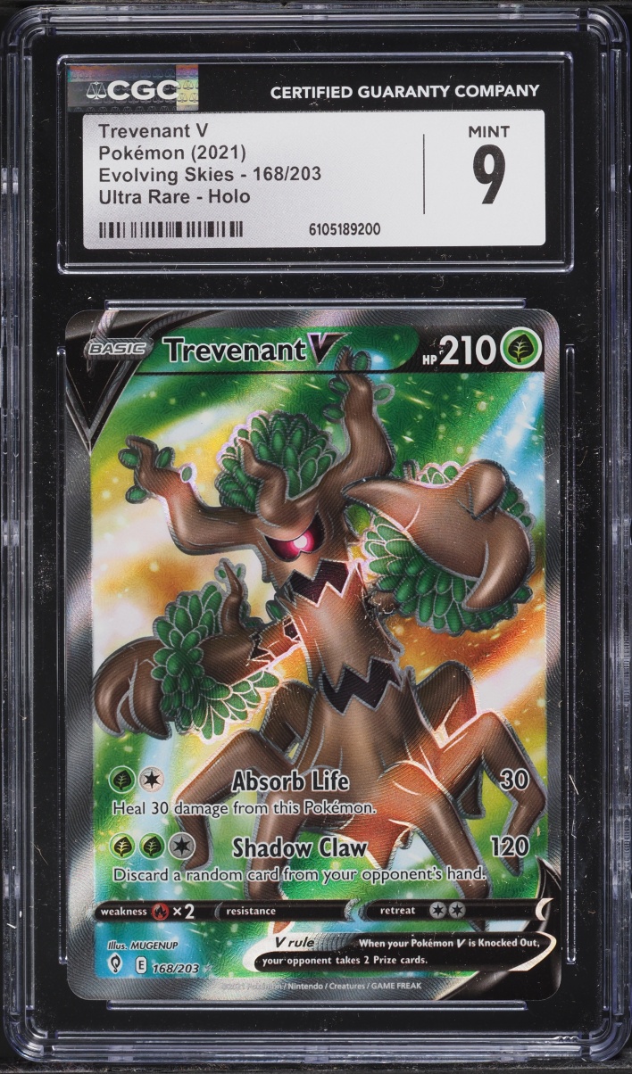 2021 Pokemon Sword & Shield Evolving Skies Full Art Trevenant V #168 CGC 9 MINT