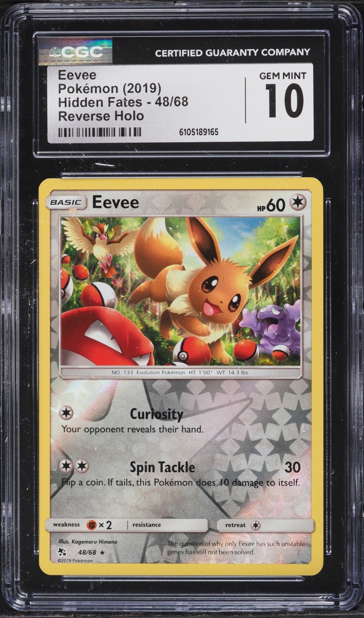 2019 Pokemon Sun & Moon Hidden Fates Reverse Holo Eevee #48 CGC 10 GEM MINT
