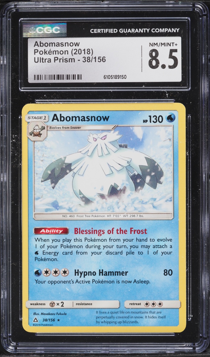 2018 Pokemon Sun & Moon Ultra Prism Abomasnow #38 CGC 8.5 NM-MT+