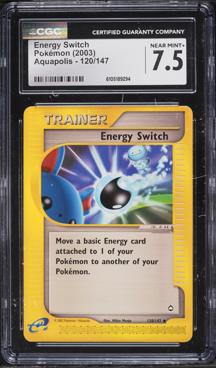 2003 Pokemon Aquapolis Energy Switch #120 CGC 7.5 NRMT+