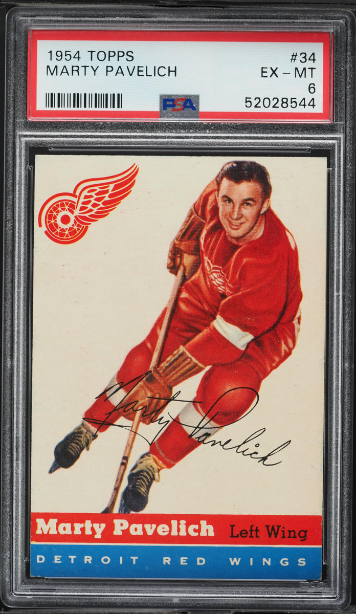 1954 Topps Hockey Marty Pavelich #34 PSA 6 EXMT