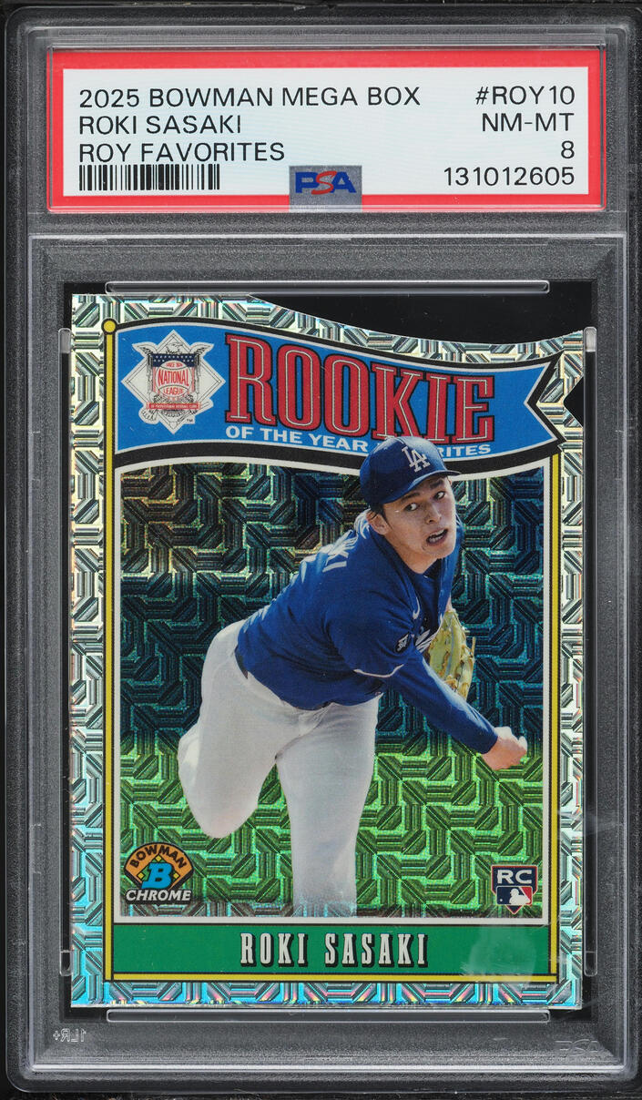 2025 Bowman Chrome Mega Box ROY Favorites Roki Sasaki ROOKIE #ROY10 PSA 8 NM-MT