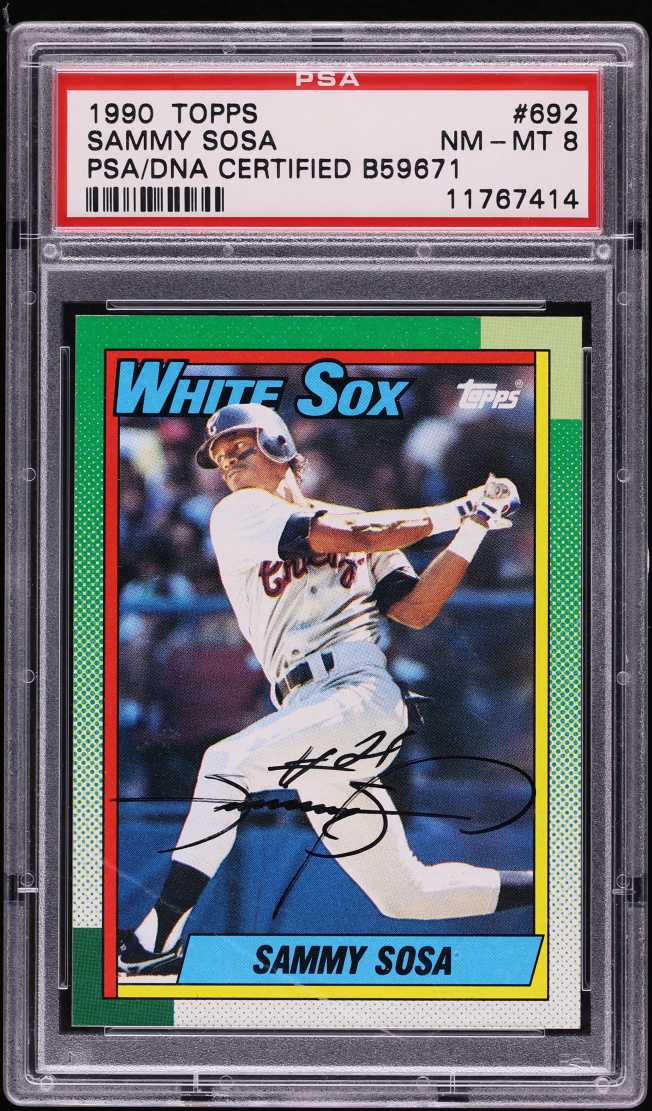 1990 Topps Sammy Sosa ROOKIE AUTO #692 PSA 8 NM-MT