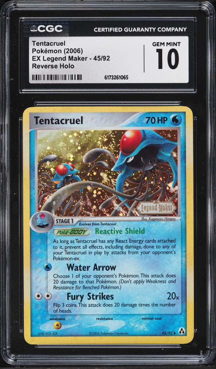 2006 Pokemon EX Legend Maker Reverse Holo Tentacruel #45 CGC 10 GEM MINT