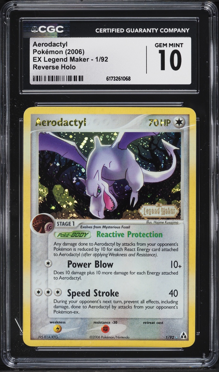 2006 Pokemon EX Legend Maker Reverse Holo Aerodactyl #1 CGC 10 GEM MINT