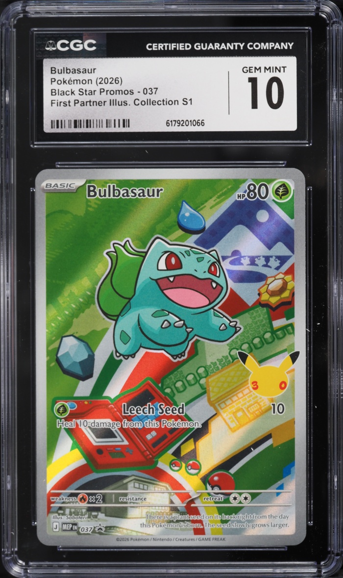2026 Pokemon Mega Evolution Promo First Partner Illustration Full Art Bulbasaur #37 CGC 10 Gem