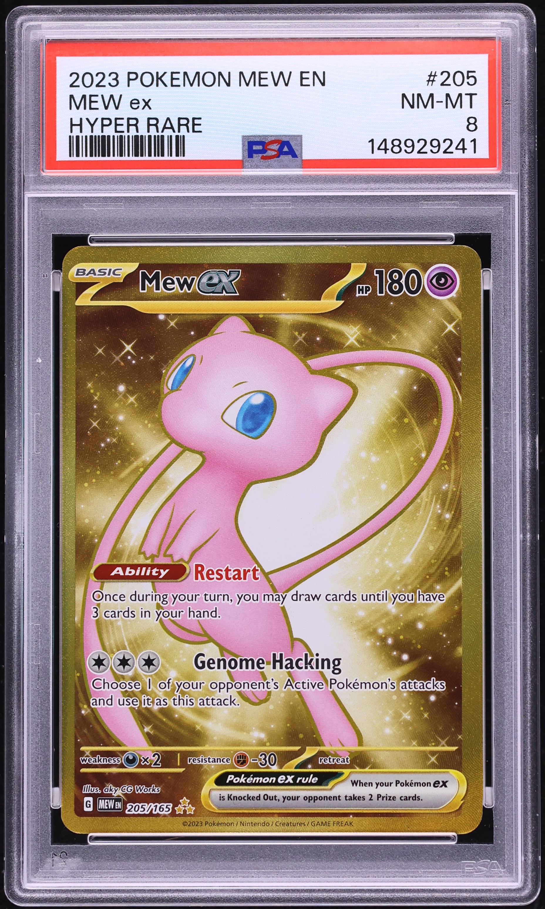 2023 Pokemon Scarlet & Violet 151 Gold Rare Mew ex #205 PSA 8 NM-MT