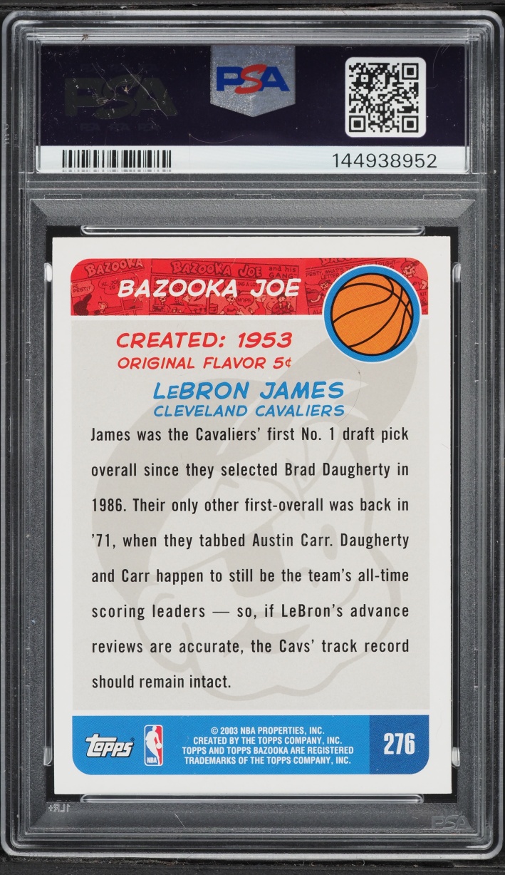 2003 Bazooka Basketball LeBron James ROOKIE #276 PSA 6 EXMT