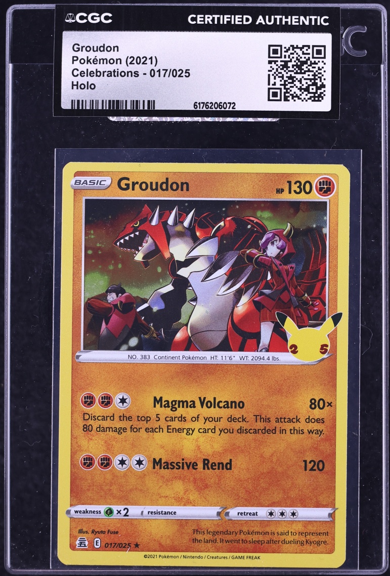 2021 Pokemon Sword & Shield Celebrations Holo Groudon #17 CGC AUTH