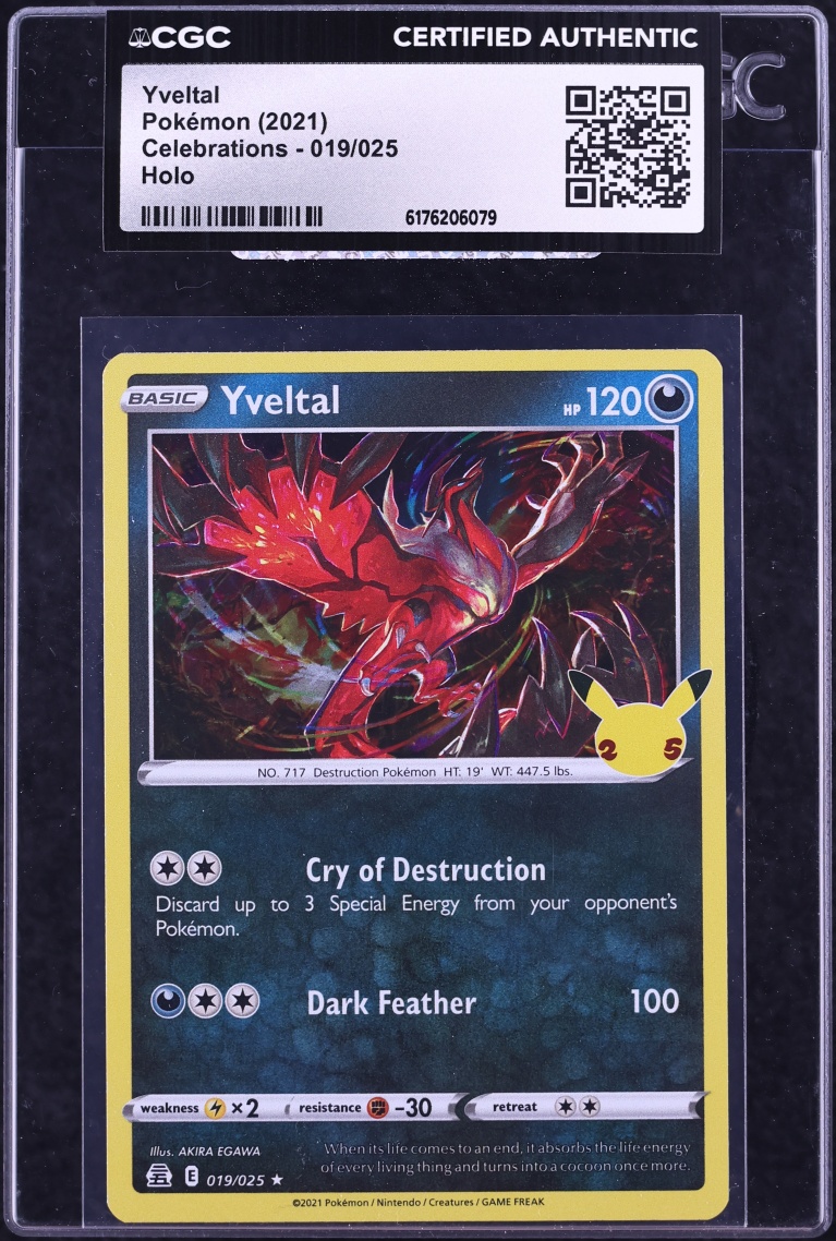 2021 Pokemon Sword & Shield Celebrations Holo Yveltal #19 CGC AUTH