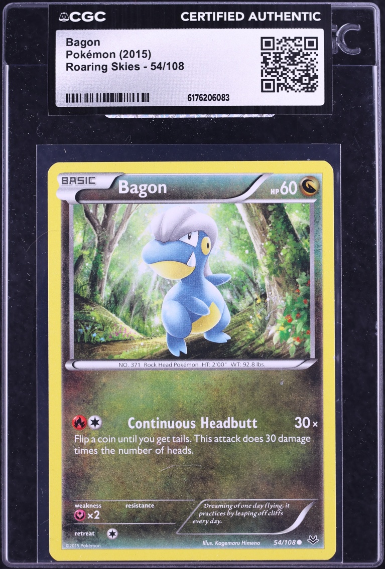 2015 Pokemon XY Roaring Skies Bagon #54 CGC AUTH