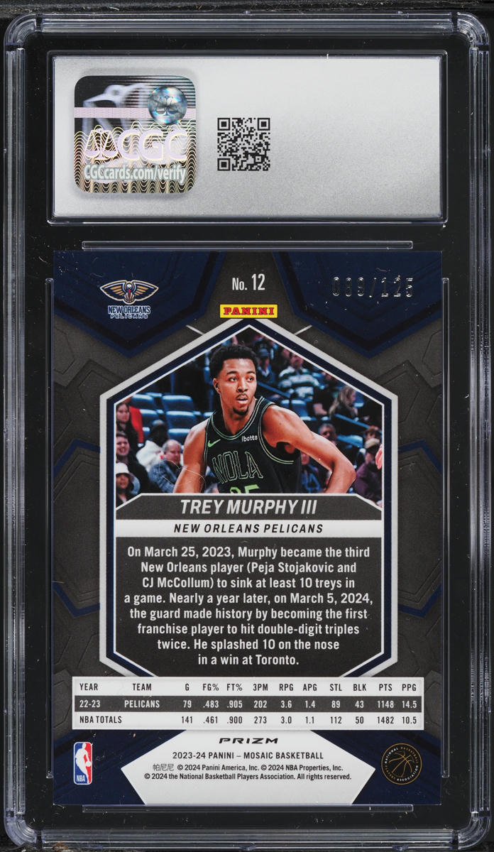 2023 Panini Mosaic Ice Trey Murphy III /125 #12 CGC 10 GEM MINT