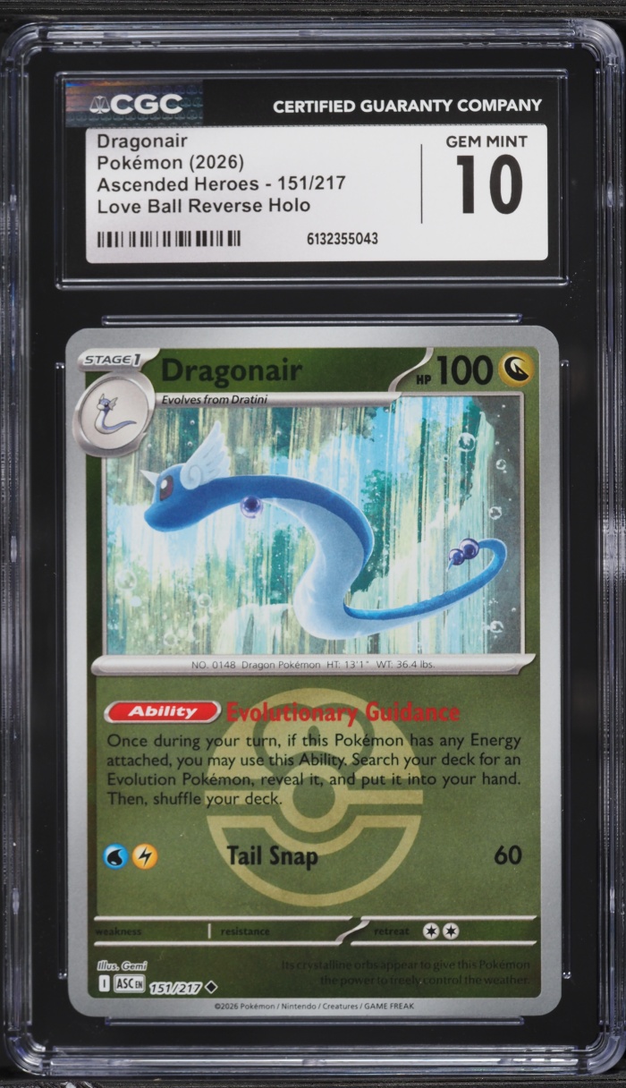 2026 Pokemon Mega Evolution Ascended Heroes Love Ball Reverse Holo Dragonair #151 CGC 10 GEM
