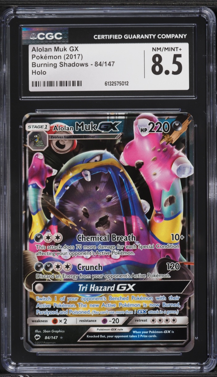 2017 Pokemon Sun & Moon Burning Shadows Holo Alolan Muk GX #84 CGC 8.5 NM-MT+