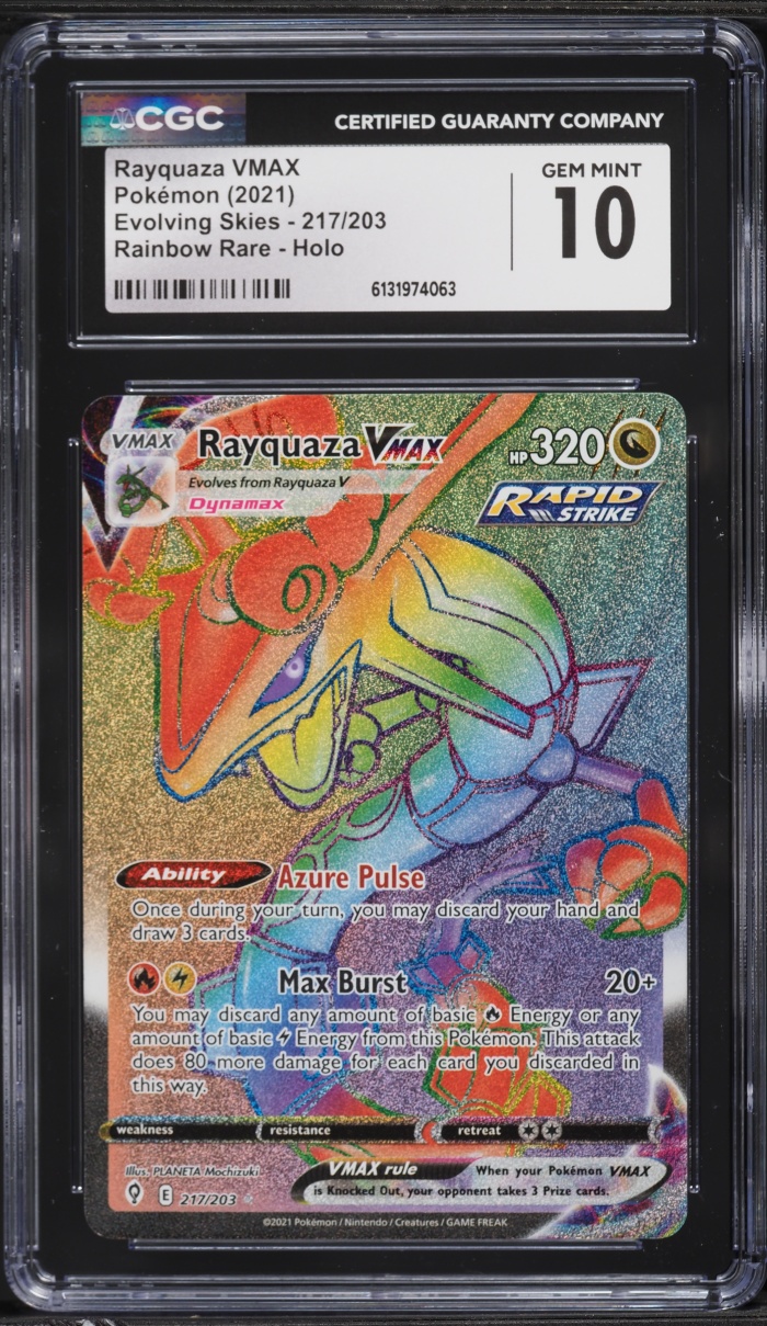 2021 Pokemon Sword & Shield Evolving Skies Rainbow Rare Rayquaza VMAX #217 CGC 10 GEM MINT