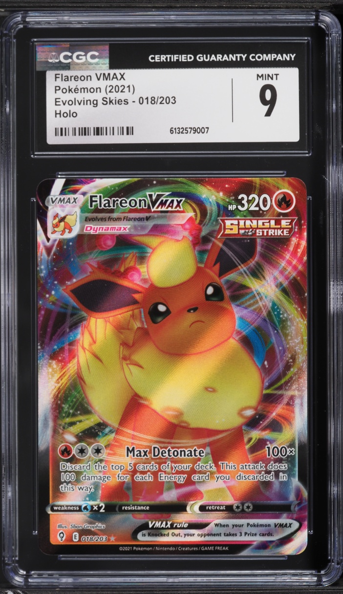 2021 Pokemon Sword & Shield Evolving Skies Full Art Flareon VMAX #18 CGC 9 MINT