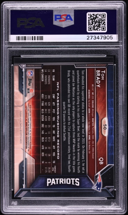 2015 Topps Chrome Xfractor Tom Brady #50 PSA 10 GEM MINT