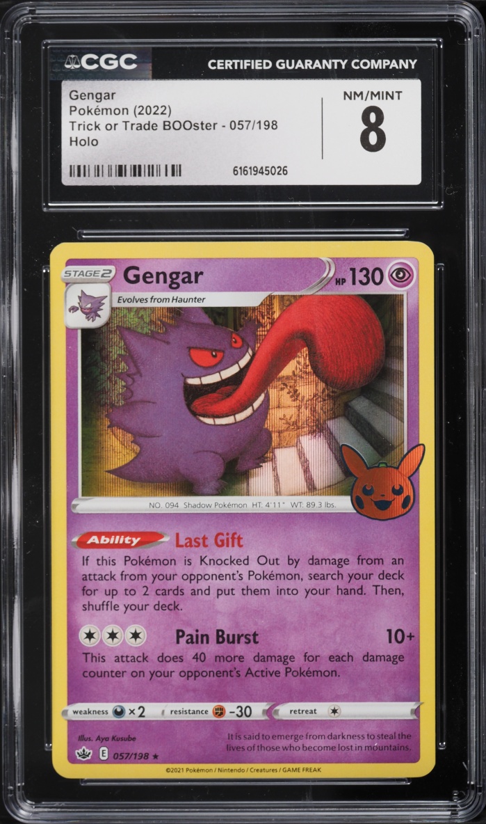 2022 Pokemon Sword & Shield Trick Or Trade BOOster Holo Gengar #57 CGC 8 NM-MT