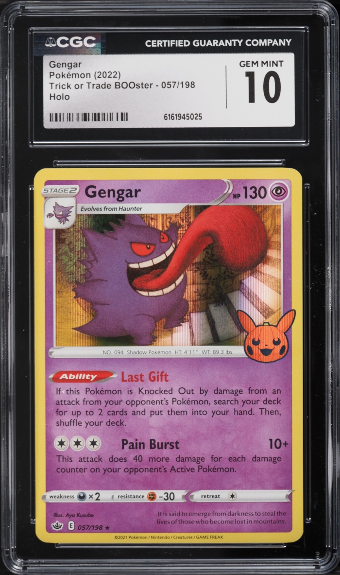 2022 Pokemon Sword & Shield Trick Or Trade BOOster Holo Gengar #57 CGC 10 GEM MINT