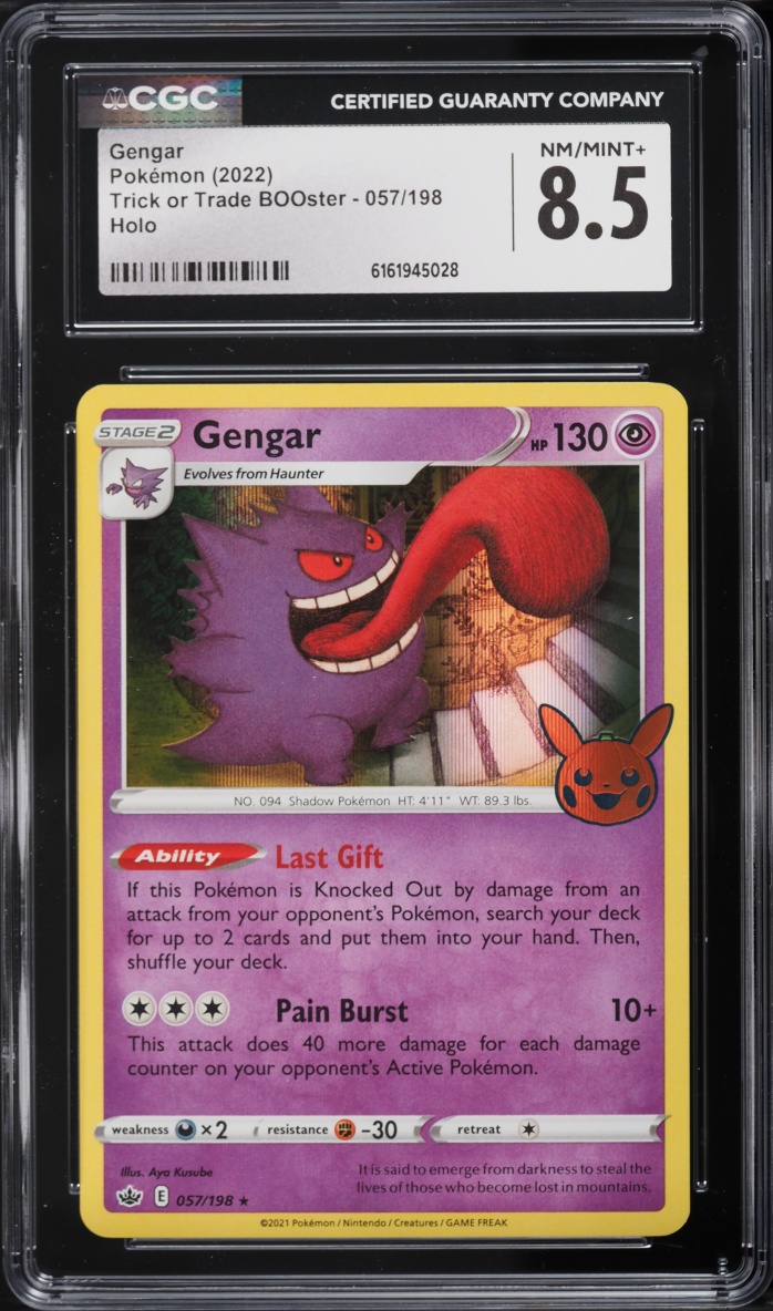 2022 Pokemon Sword & Shield Trick Or Trade BOOster Holo Gengar #57 CGC 8.5 NM-MT+