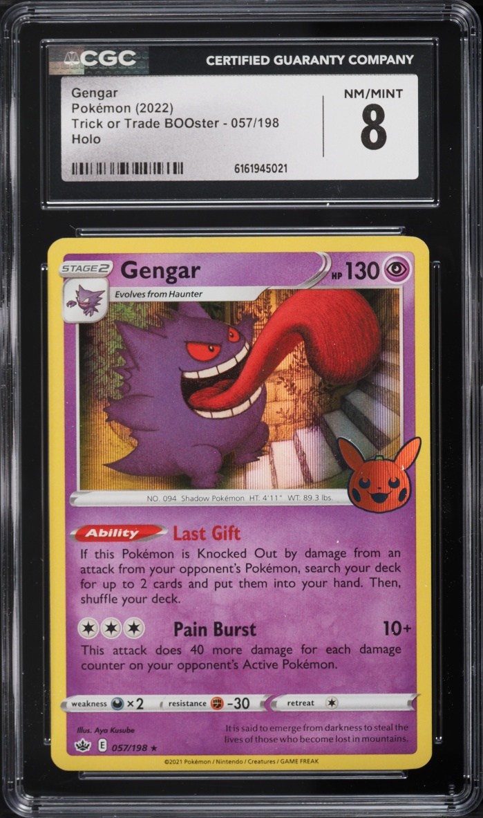 2022 Pokemon Sword & Shield Trick Or Trade BOOster Holo Gengar #57 CGC 8 NM-MT
