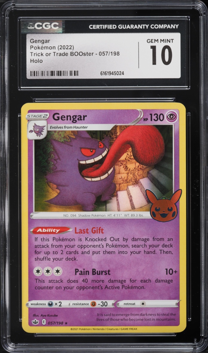 2022 Pokemon Sword & Shield Trick Or Trade BOOster Holo Gengar #57 CGC 10 GEM MINT