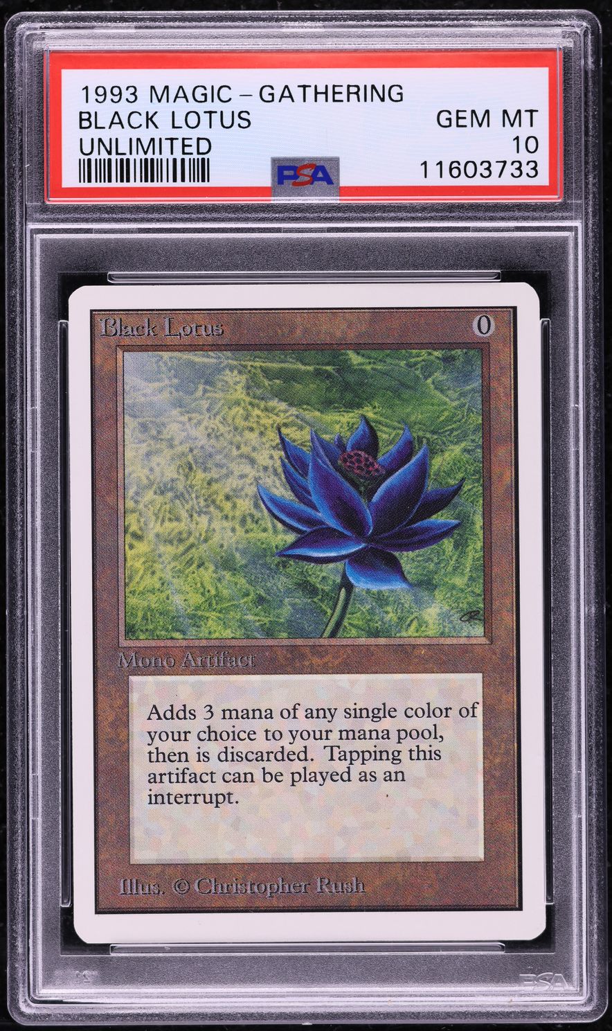 1993 Magic The Gathering MTG Unlimited Black Lotus PSA 10 GEM MINT on ...