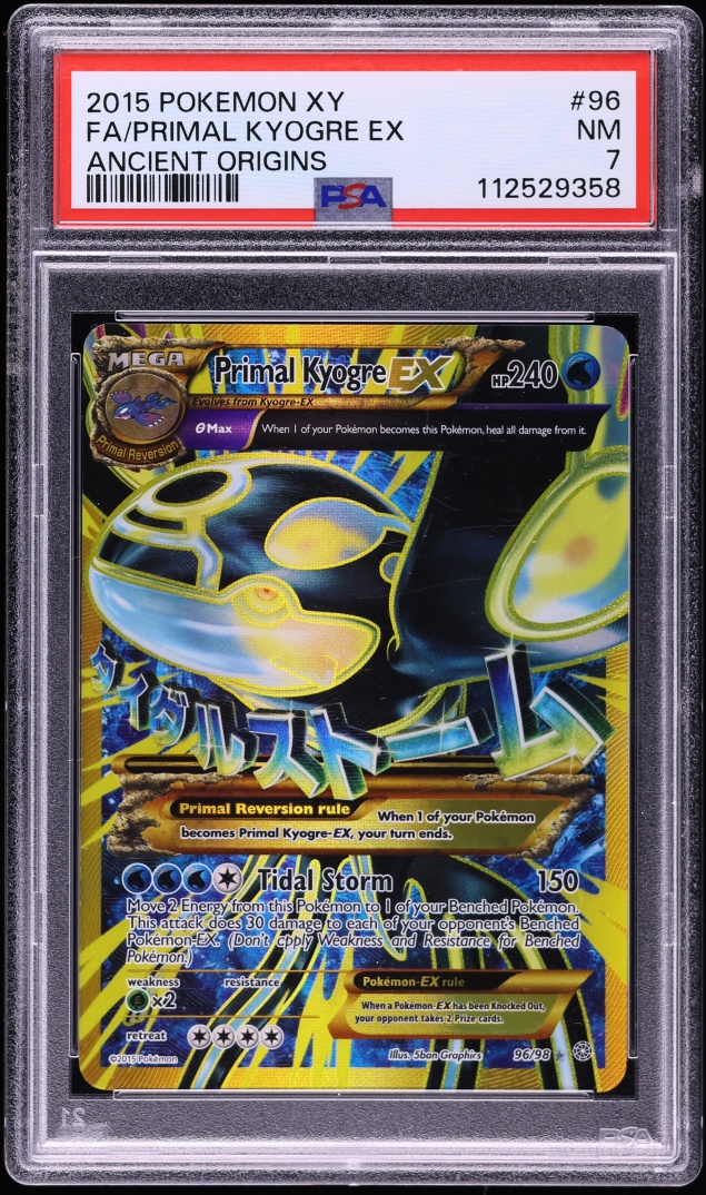 2015 Pokemon XY Ancient Origins Full Art Primal Kyogre EX #96 PSA 7 NRMT