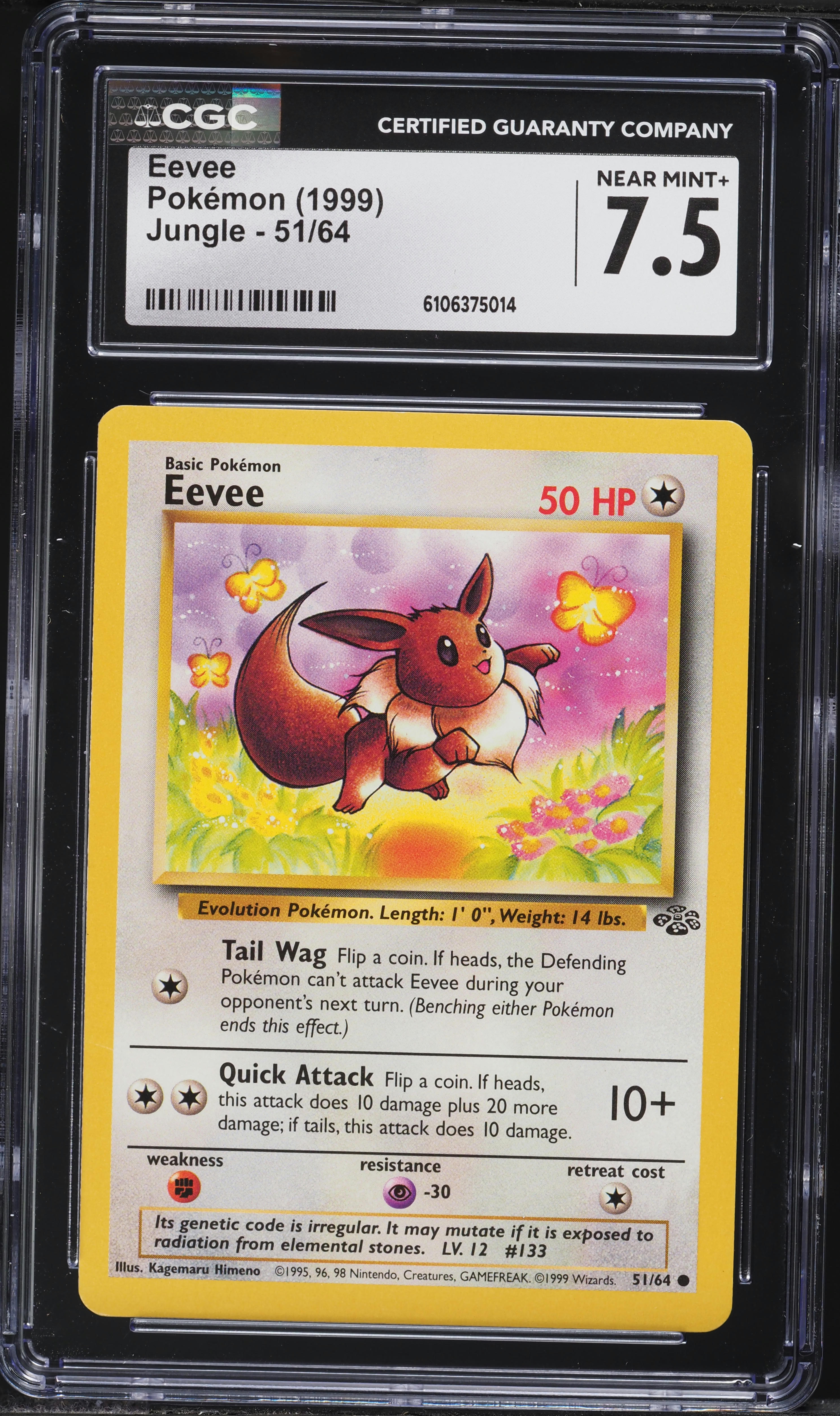 1999 Pokemon Jungle Eevee #51 CGC 7.5 NRMT+