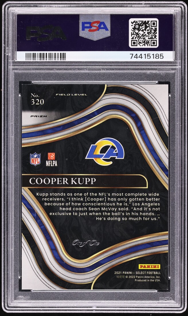2021 Select Premier Level Black Prizm Cooper Kupp 1/1 #320 PSA 9 MINT - Photo 2