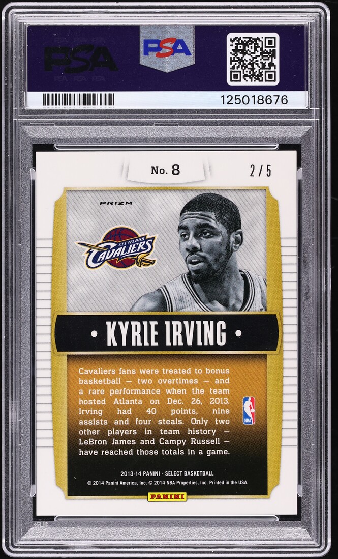 2013 Select Young Bloods Green Prizm Kyrie Irving /5 #8 PSA 10 GEM MINT - Photo 2