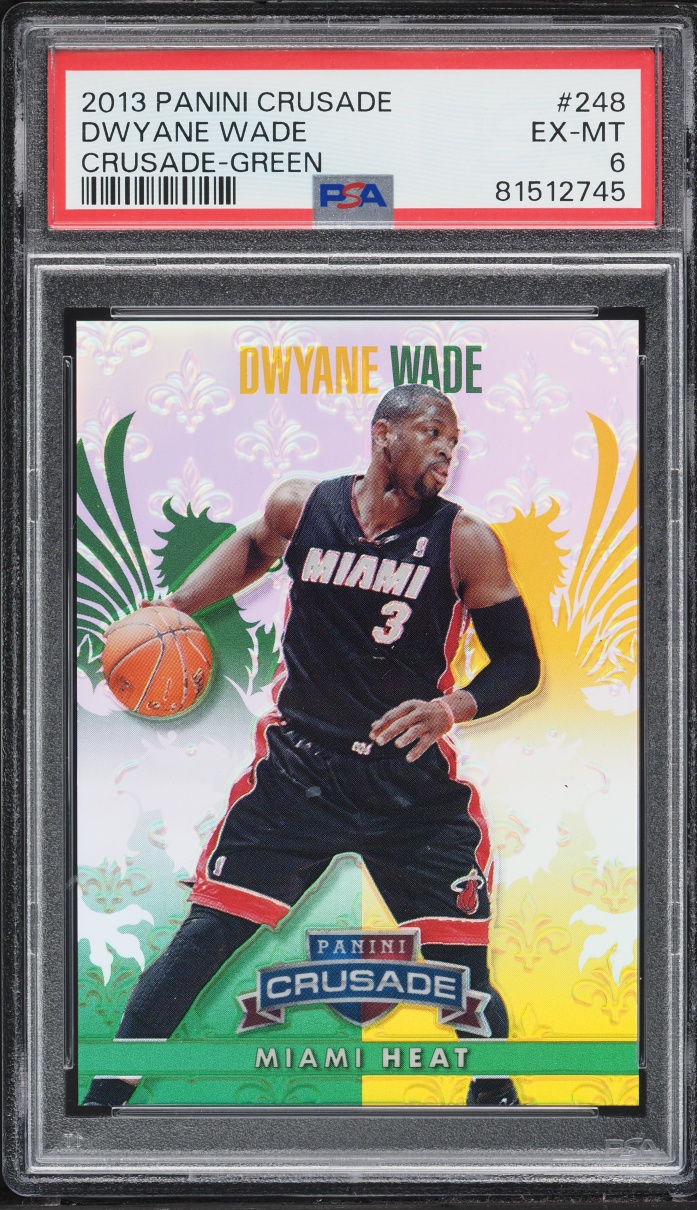 2013 Panini Crusade Green Dwyane Wade /5 #248 PSA 6 EXMT - Photo 1