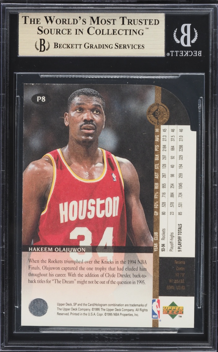 1994 SP Championship Playoff Heroes Die Cuts Hakeem Olajuwon #P8 BGS 9.5 GEM MINT - Photo 2