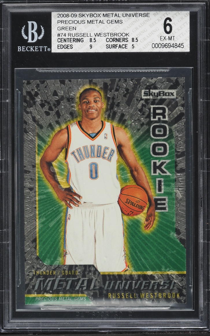 2008 Metal Universe Precious Metal Gems PMG Green Russell Westbrook ROOKIE /50 #74 BGS 6 EXMT - Photo 1
