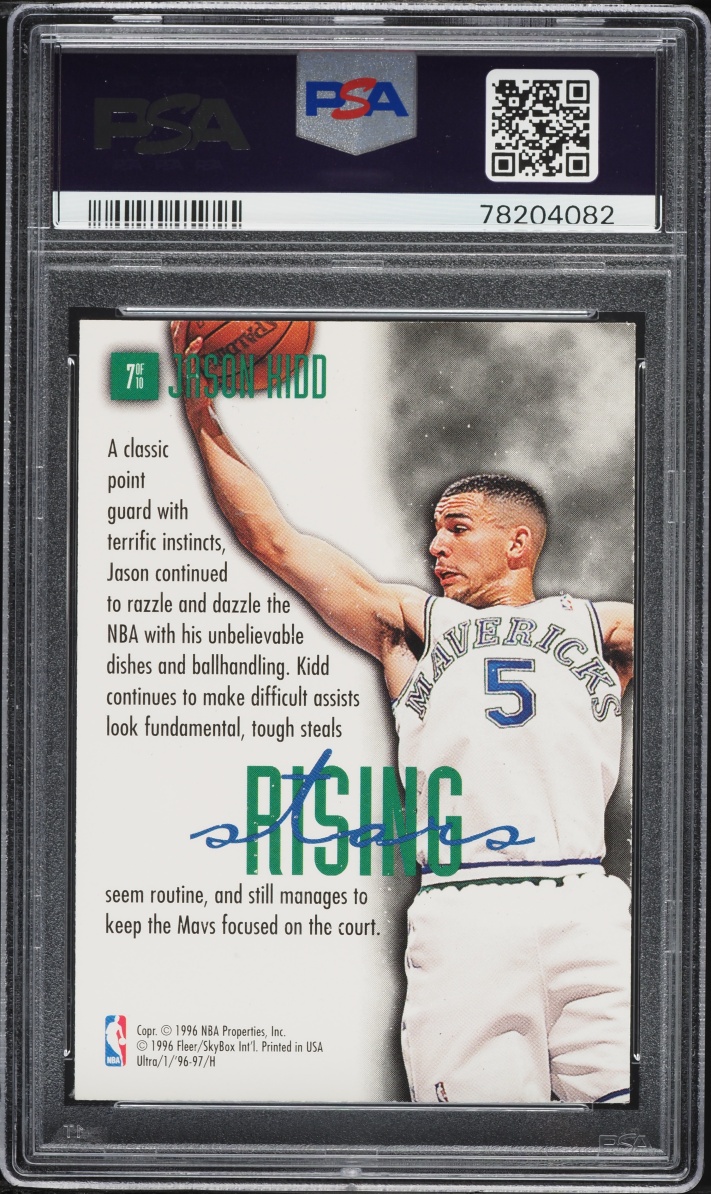1996 Ultra Rising Stars Jason Kidd #7 PSA 8 NM-MT - Photo 2