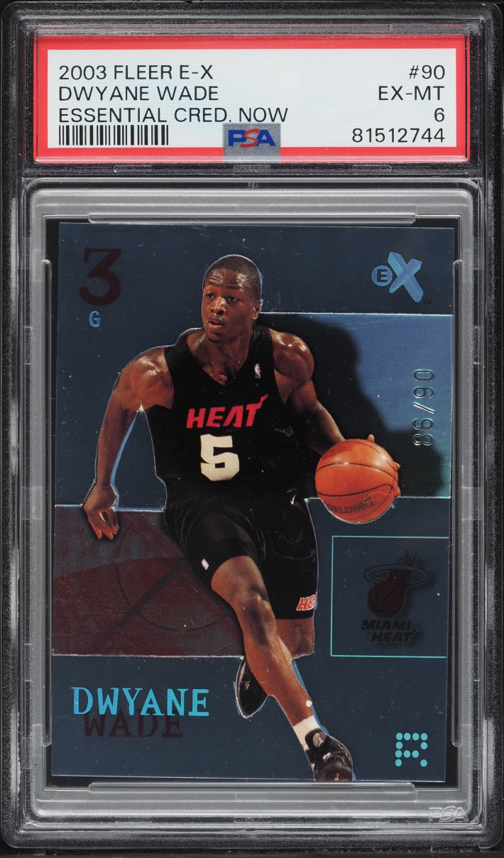 2003 Fleer E-X Essential Credentials Now Dwyane Wade ROOKIE /90 #90 PSA 6 EXMT - Photo 1