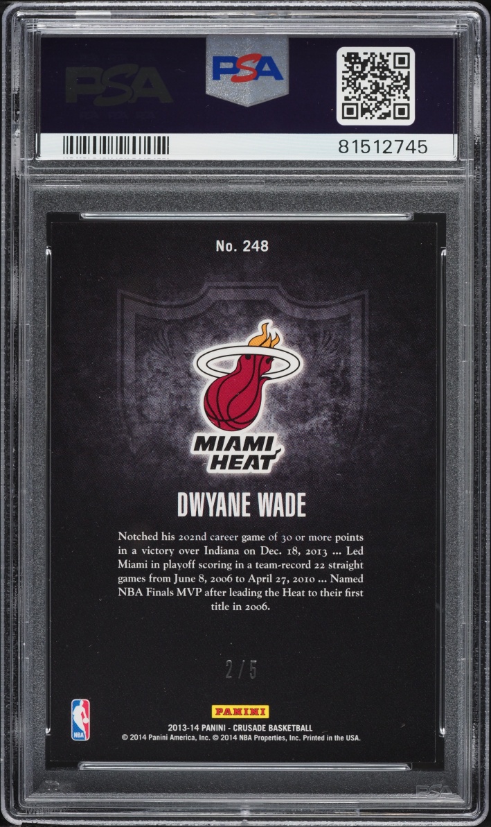 2013 Panini Crusade Green Dwyane Wade /5 #248 PSA 6 EXMT - Photo 2