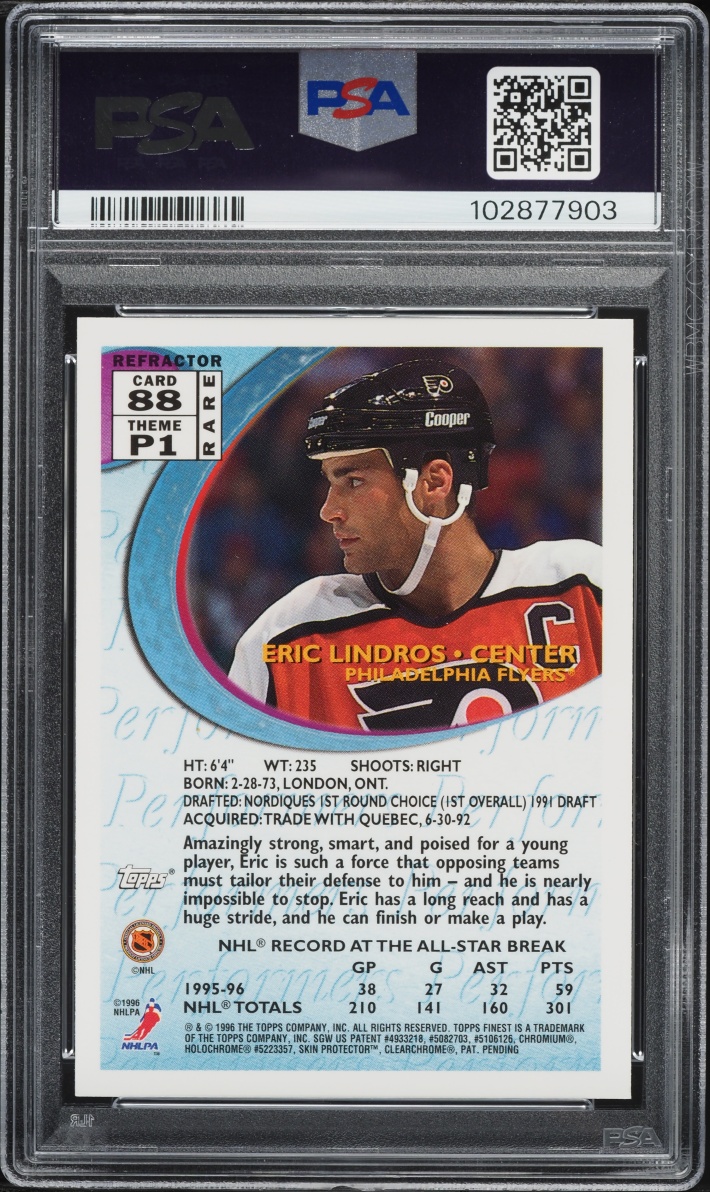 1995 Finest Refractor Eric Lindros #88 PSA 9 MINT - Photo 2