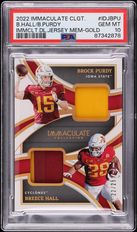 2022 National Treasures NFL Breece Hall ROOKIE SHIELD PATCH AUTO 1