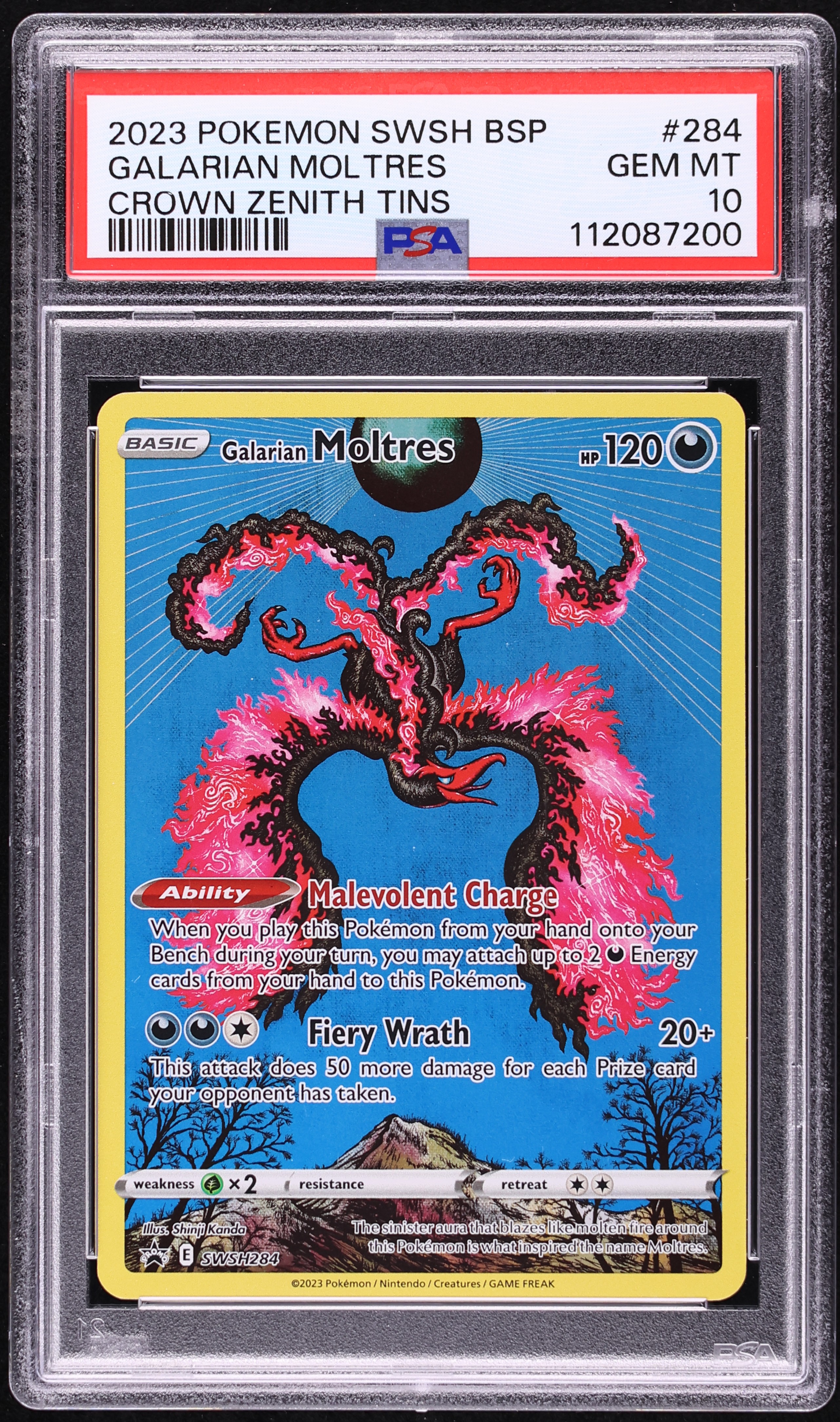 2023 Pokemon SWSH Black Star Promo Crown Zenith Tins Galarian Moltres #284 PSA 10 GEM MINT