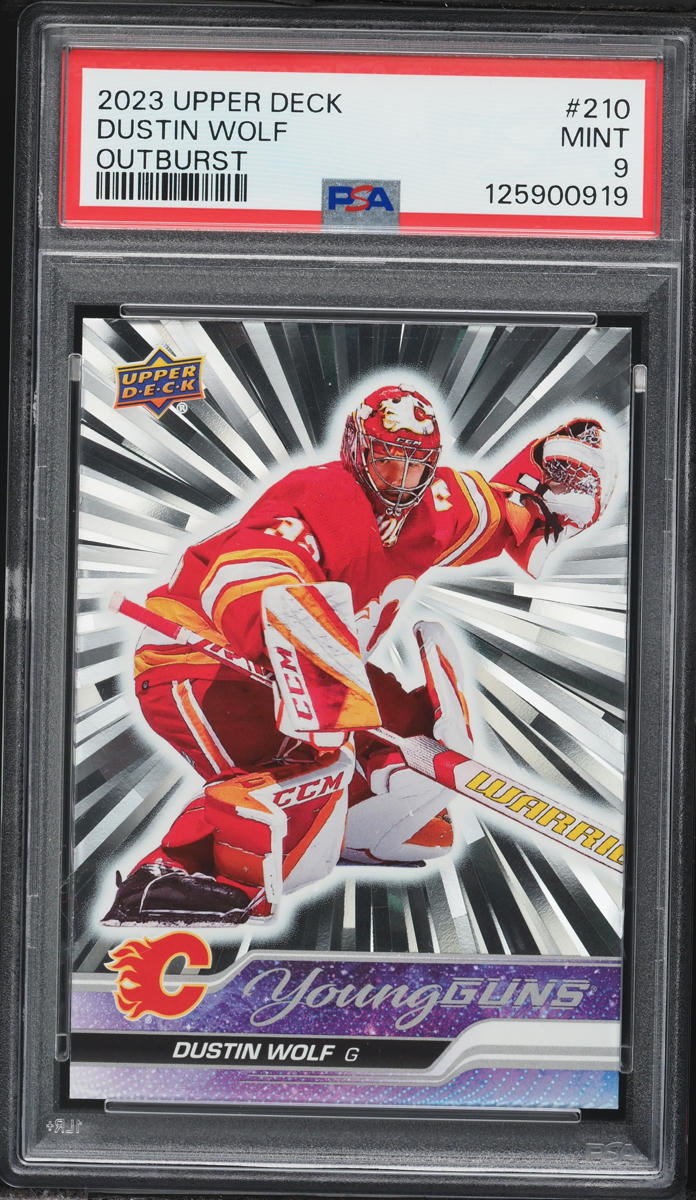 2023 Upper Deck Young Guns Outburst Dustin Wolf ROOKIE #210 PSA 9 MINT